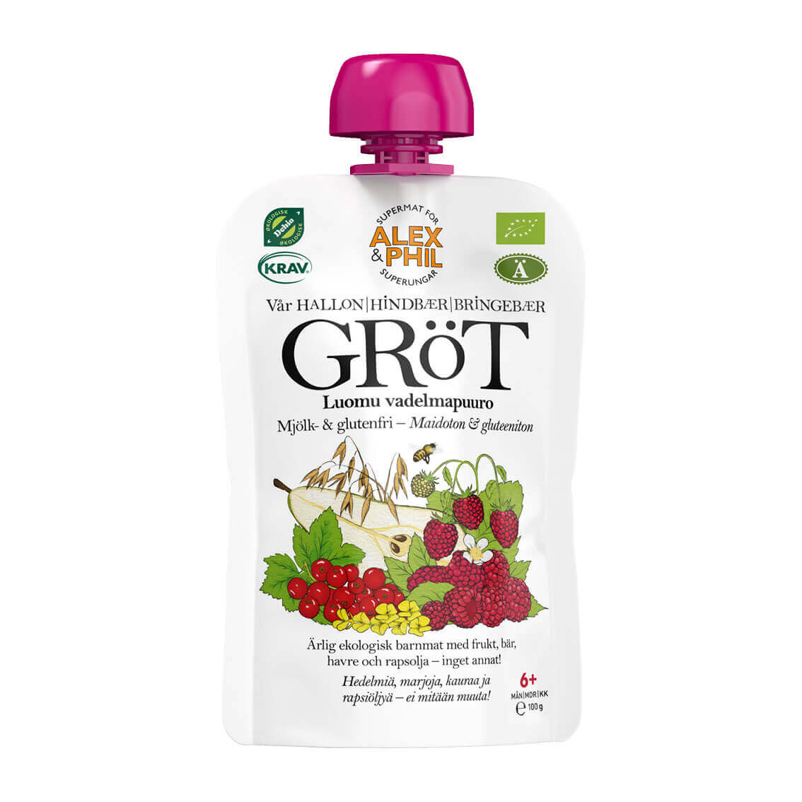 En alexphilfood Hallongröt (5-pack) med frukt och fiberrika bär.