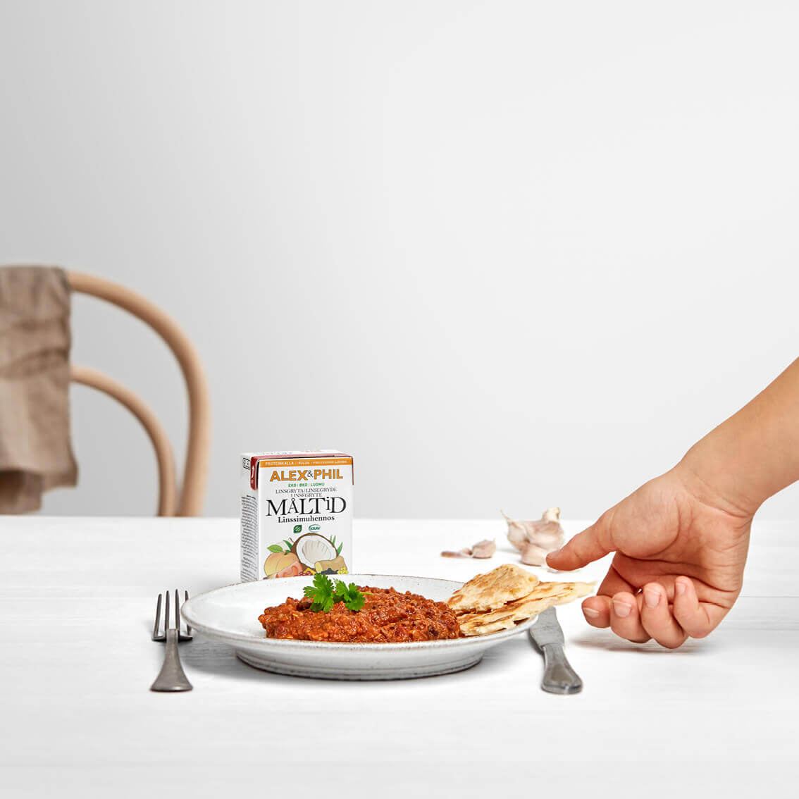 Vegetarian lentil stew meal