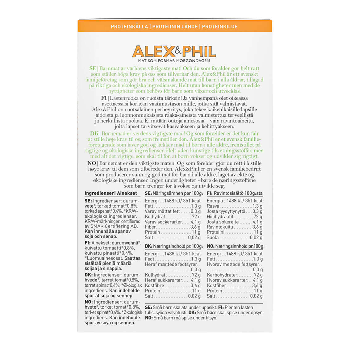 Alex Phils proteinpulver gjort med alexphilfood Bronsvalsad durumpasta-Pasta Mini Ditalini.