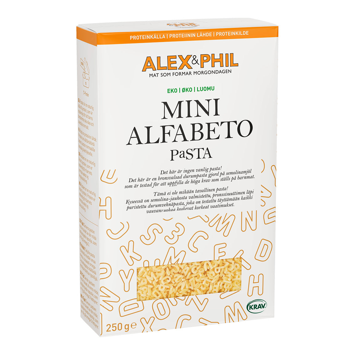 Alex's mini alfabeto pasta gjord med durum bron av alexphilfood.